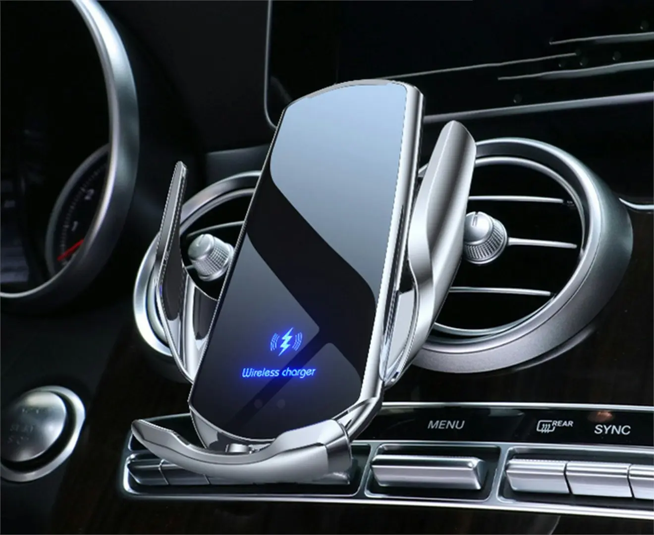 15W Automatic Magnetic Car Wireless Charger USB Infrared Sensor Phone Holder