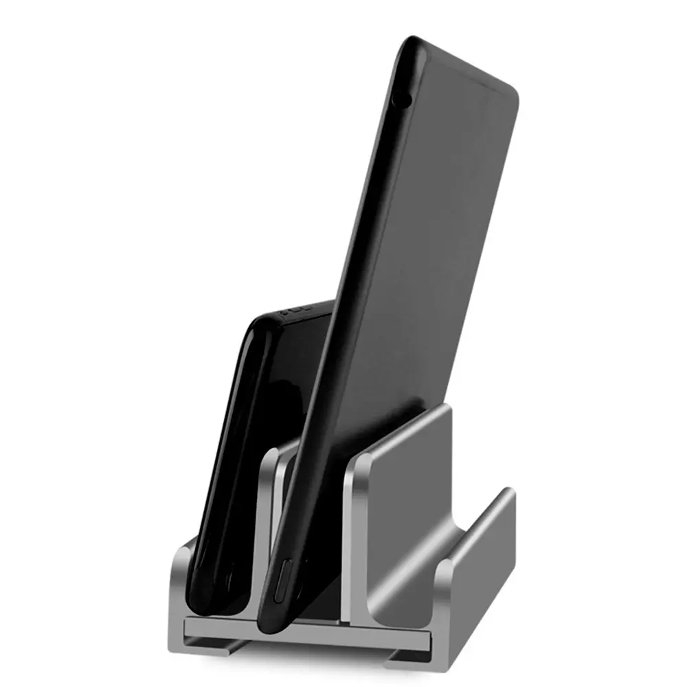 Aluminum Alloy Vertical Laptop Stand Holder With 3 Slots For Tablet Phone