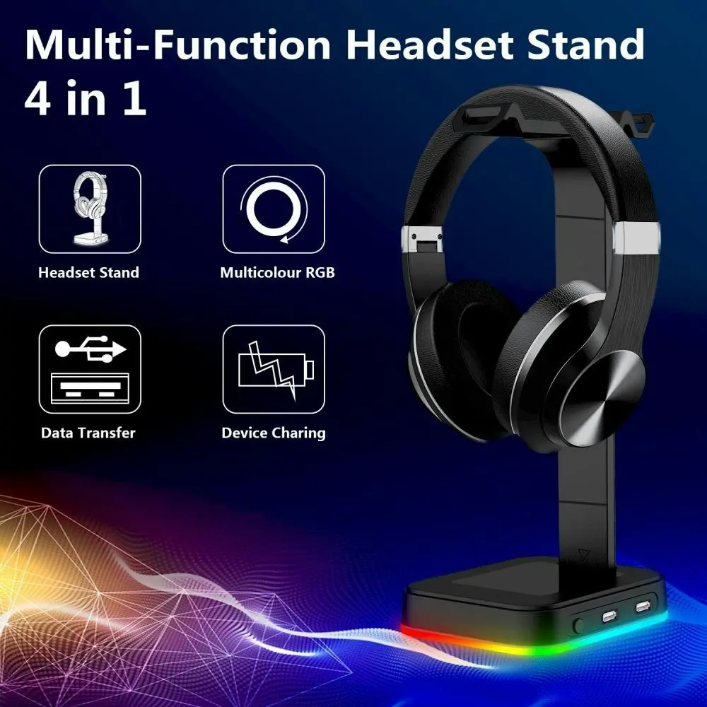 RGB Headphones Stand Gaming Multi-function Headset Bracket Earphone Display