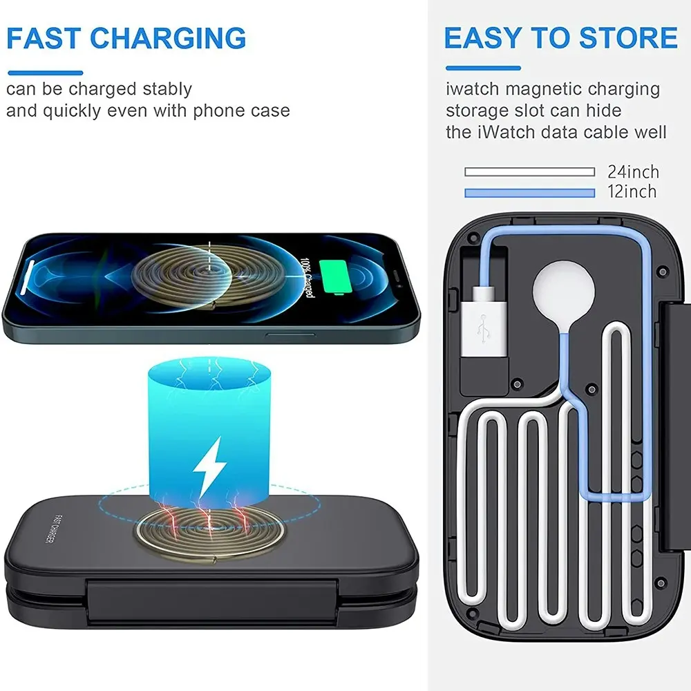 15W folding magnetic 3 in 1 wireless charger