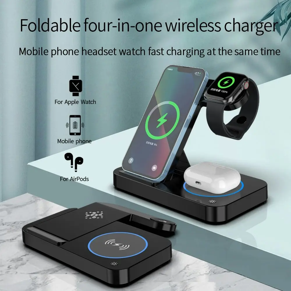 Multifunctional Foldable 4-in-1 Wireless Charging 15W Wireless Charger