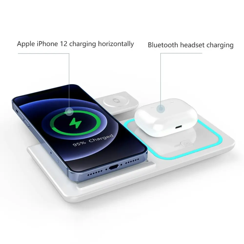 15W Wireless Charger Stand Foldable Charging Dock For Airpods Pro iWatch iPhone