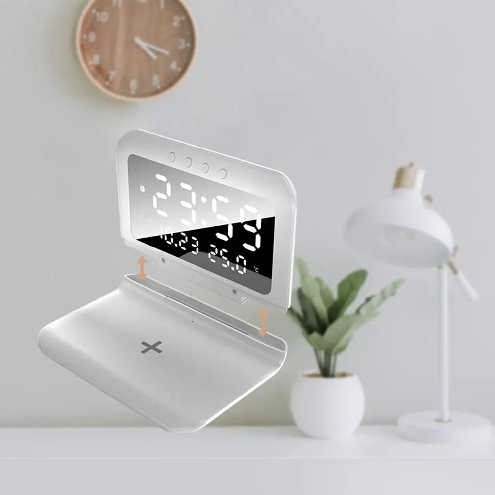 15W Portable Detachable Wireless Charger Multifunctional Temperature Alarm Clock