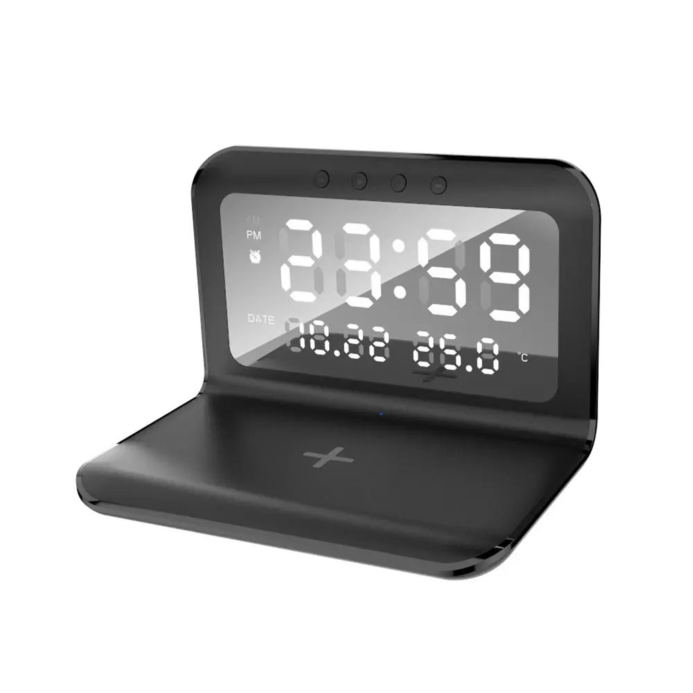 15W Portable Detachable Wireless Charger Multifunctional Temperature Alarm Clock