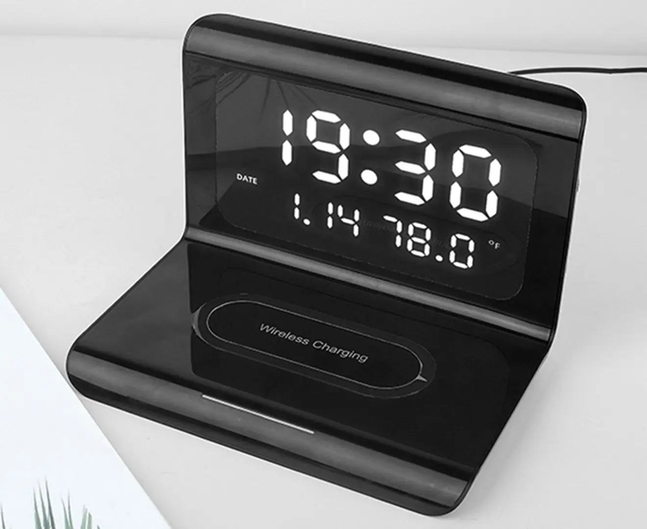 Three-in-One Wireless Charging Clock with Temperature