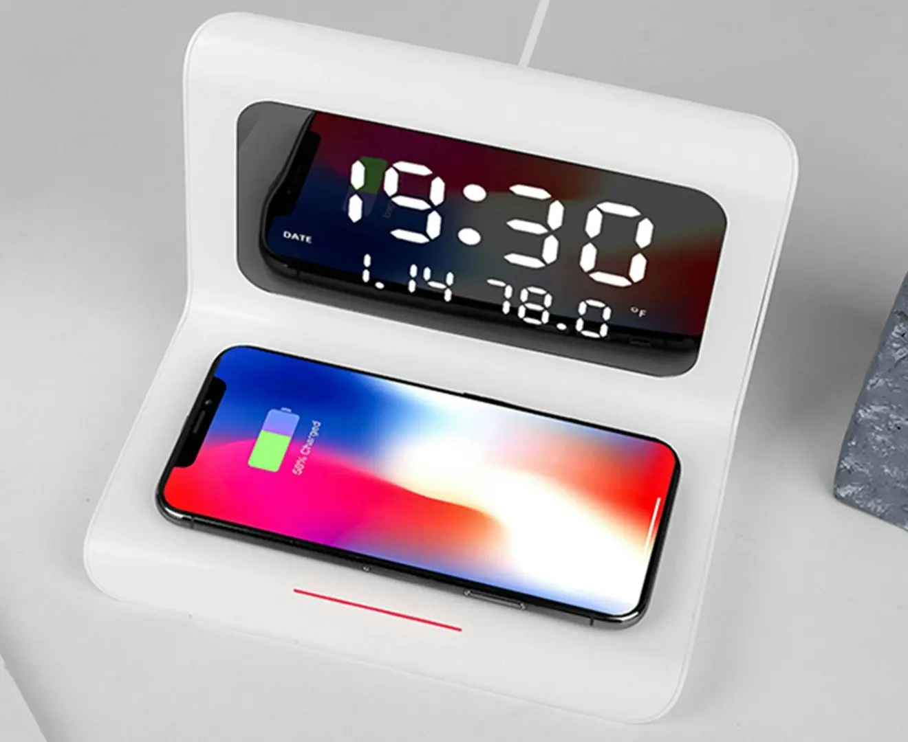 Three-in-One Wireless Charging Clock with Temperature