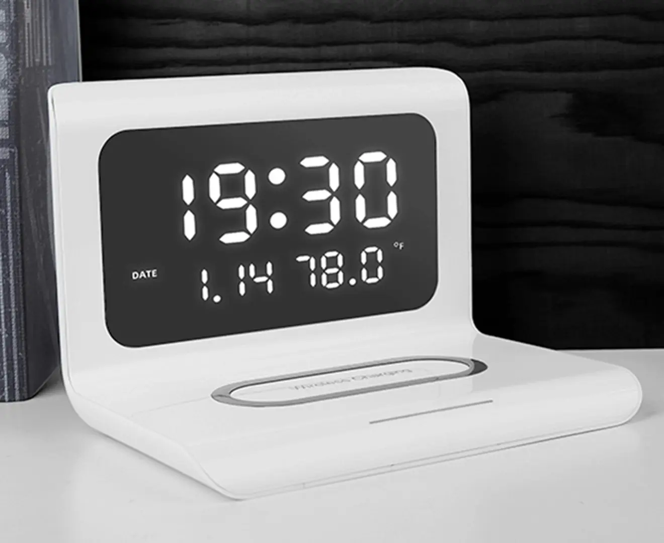 Three-in-One Wireless Charging Clock with Temperature