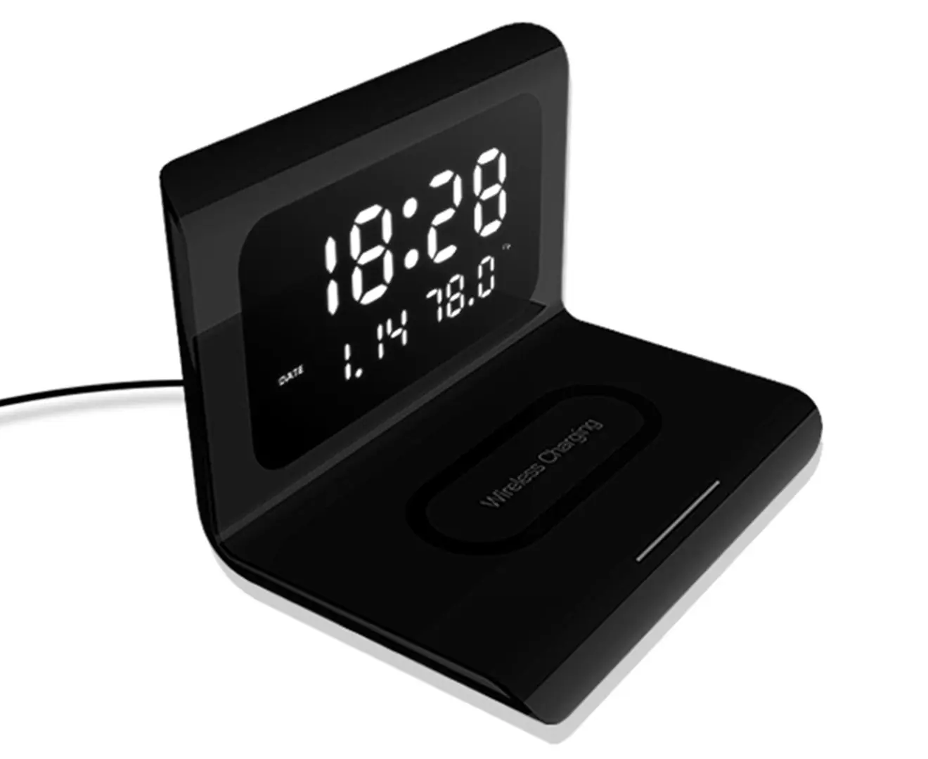 Three-in-One Wireless Charging Clock with Temperature