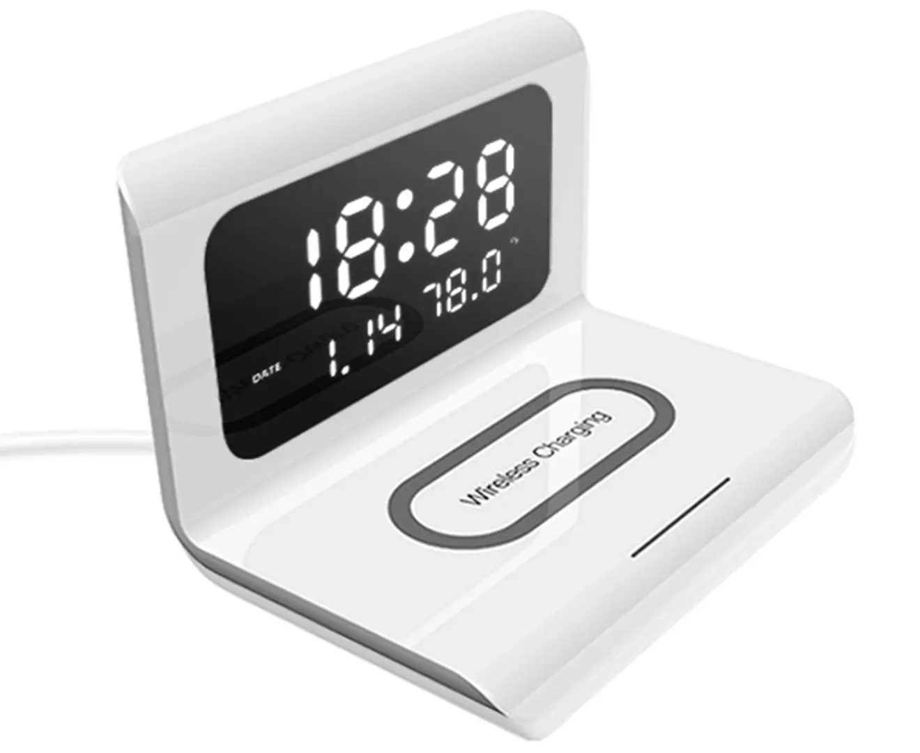 Three-in-One Wireless Charging Clock with Temperature