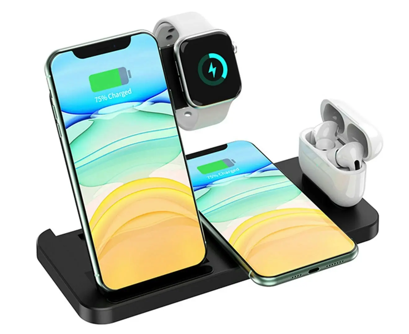 4 in 1 foldable Wireless Charging Dock for iphone ,Airpods and  iWatch-Black