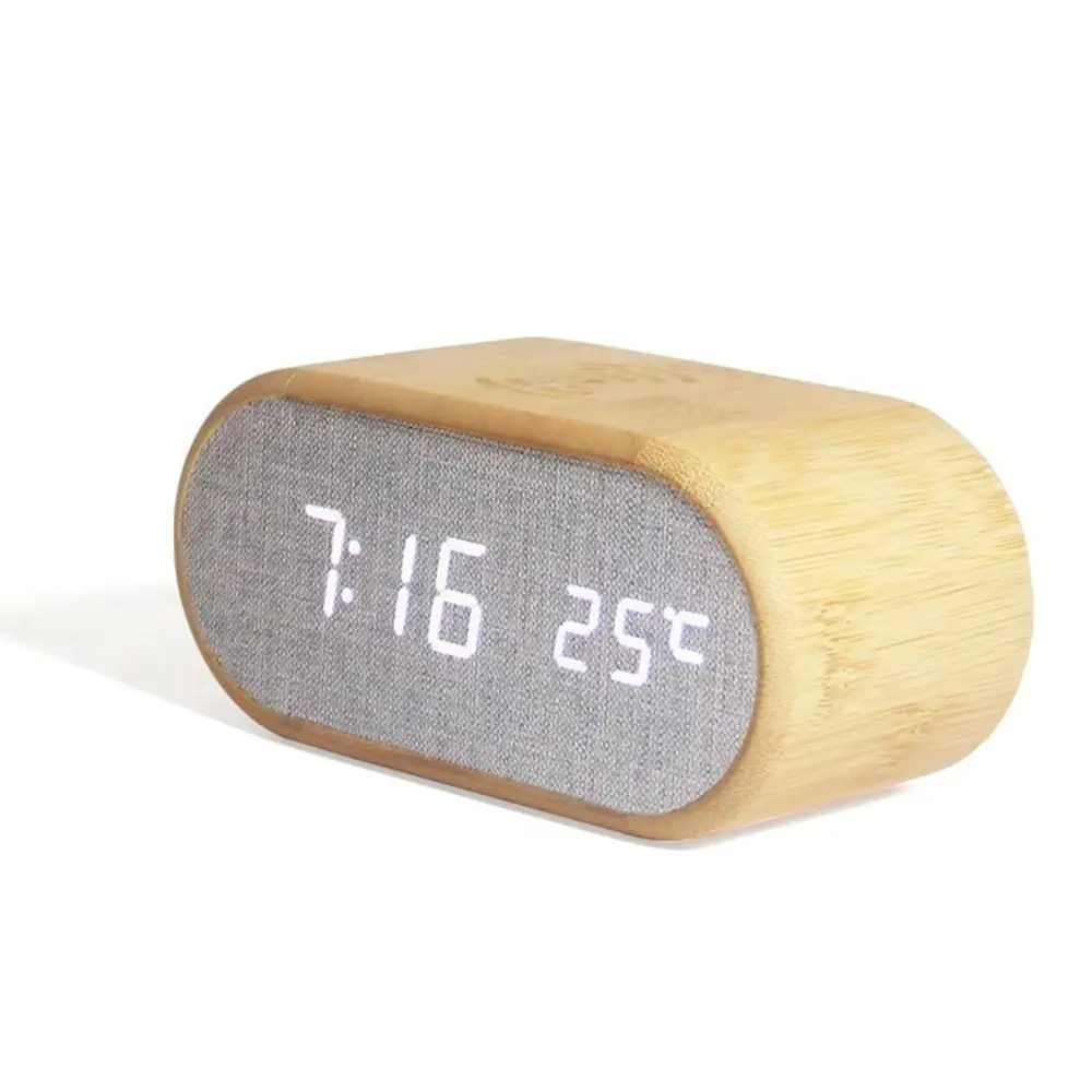 Multifunctional Wooden Alarm Clock with 10W Wireless Charging