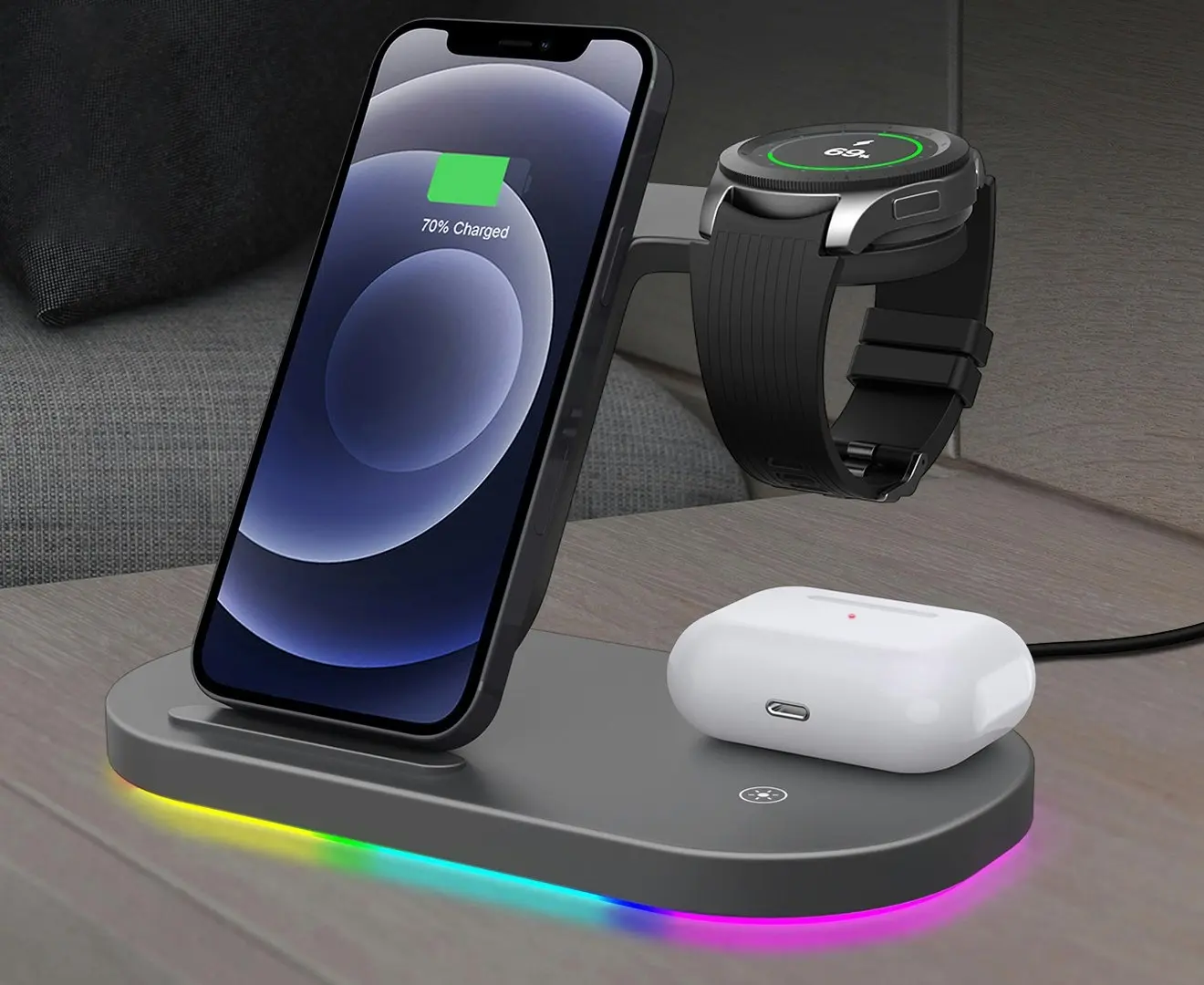 3 in 1 Wireless Fast Charging Dock-Black