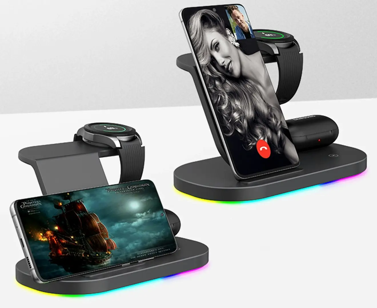 3 in 1 Wireless Fast Charging Dock-Black