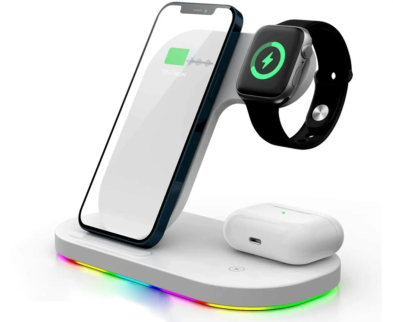 3 in 1 15W Fast Wireless Charger Stand with Breathing Indicator