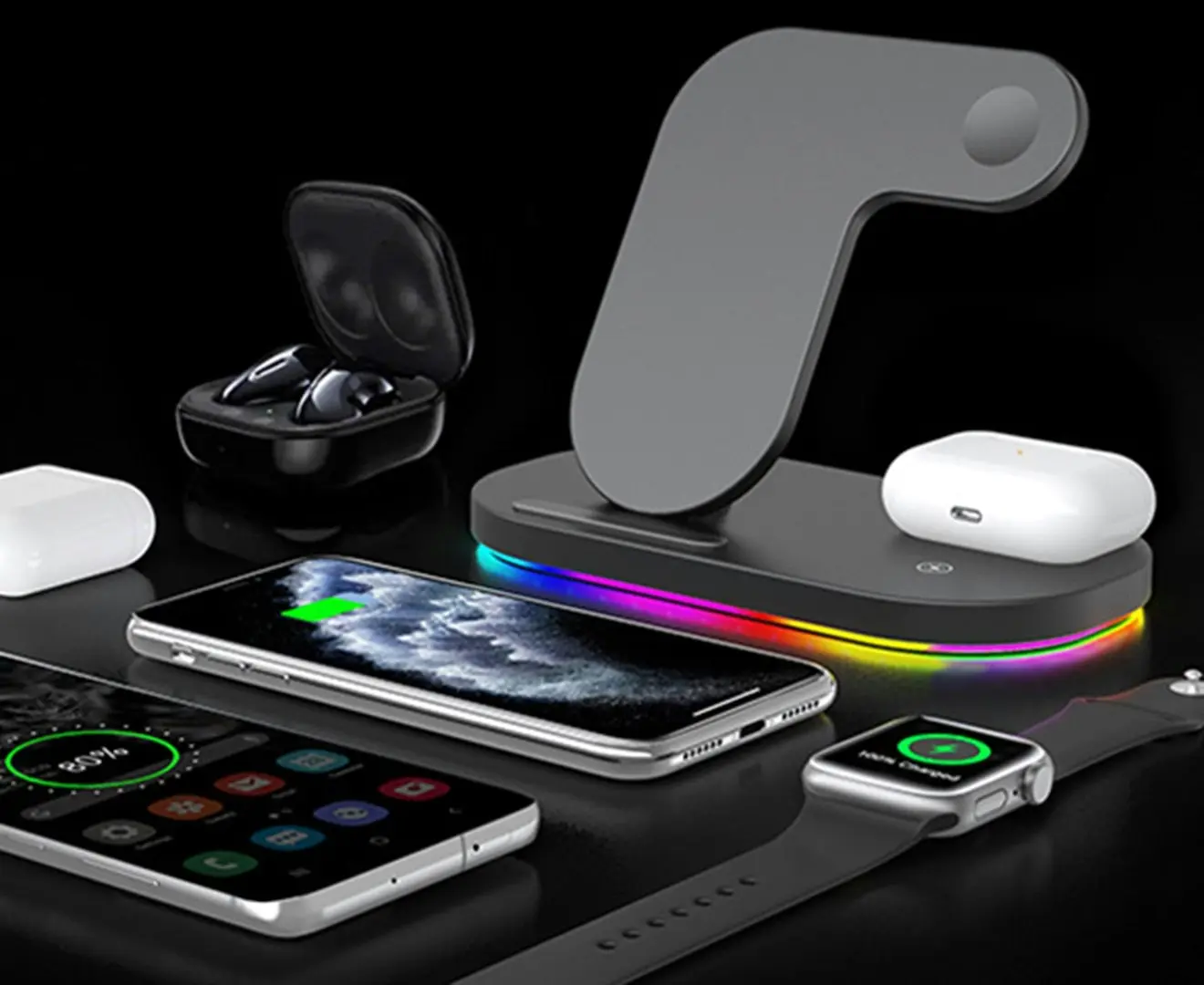 3 in 1 15W Fast Wireless Charger Stand with Breathing Indicator