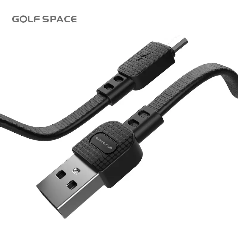 1 Meter 3A Flat Micro USB Fast Charging Data Cable Golf Space SL02 Black