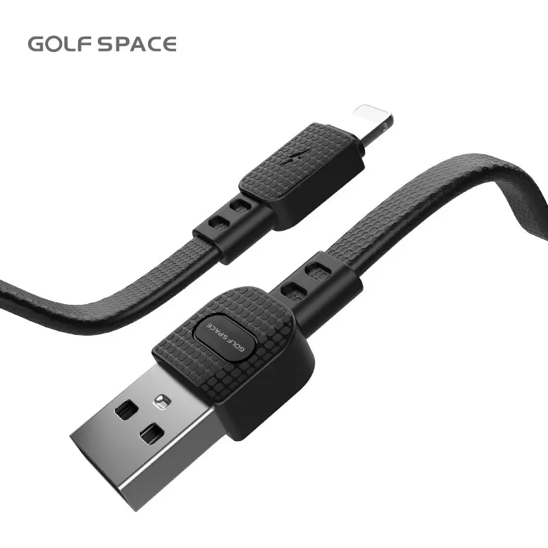 1 Meter 3A Flat Lightning  Fast Charging Data Cable Golf Space SL02 Black