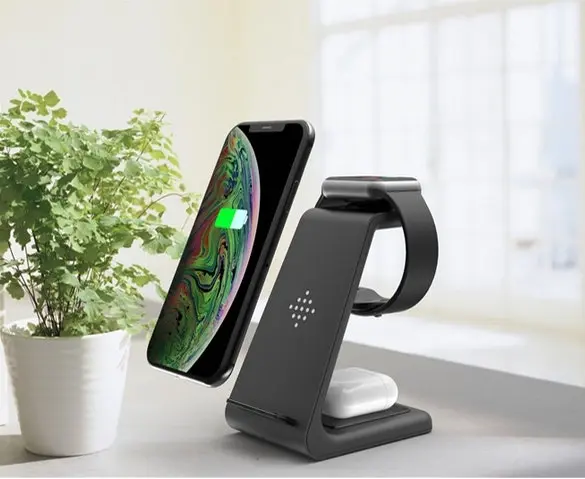 3 in 1 Wireless Charger Fast Charging for iPhone for Apple Watch -Black