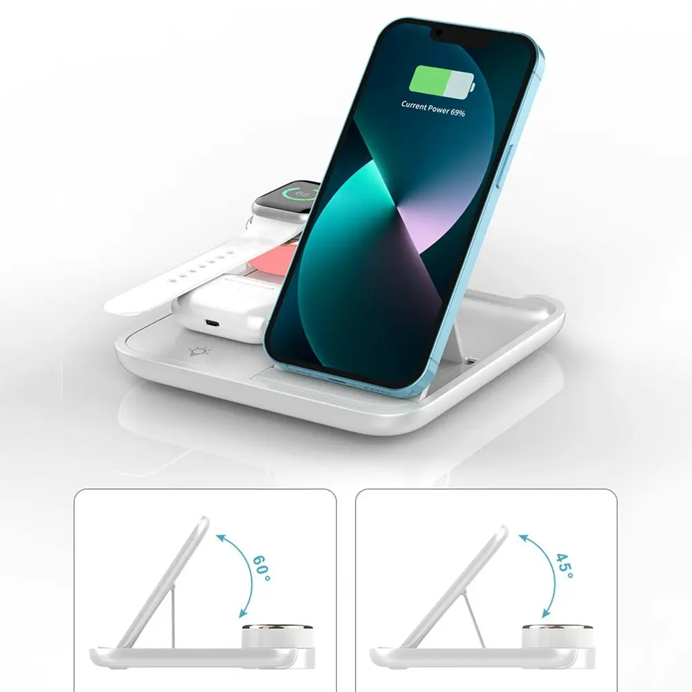 4 in 1 Wireless Charger 15W For iPhone Headset Watch Wireless Charging Dock