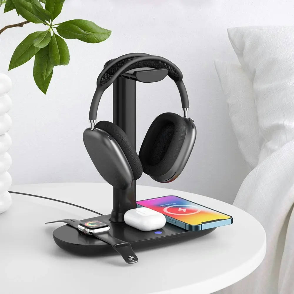 4 in 1 Wireless Charger Headphone Stand for iPhone Apple Watch Airpods Pro