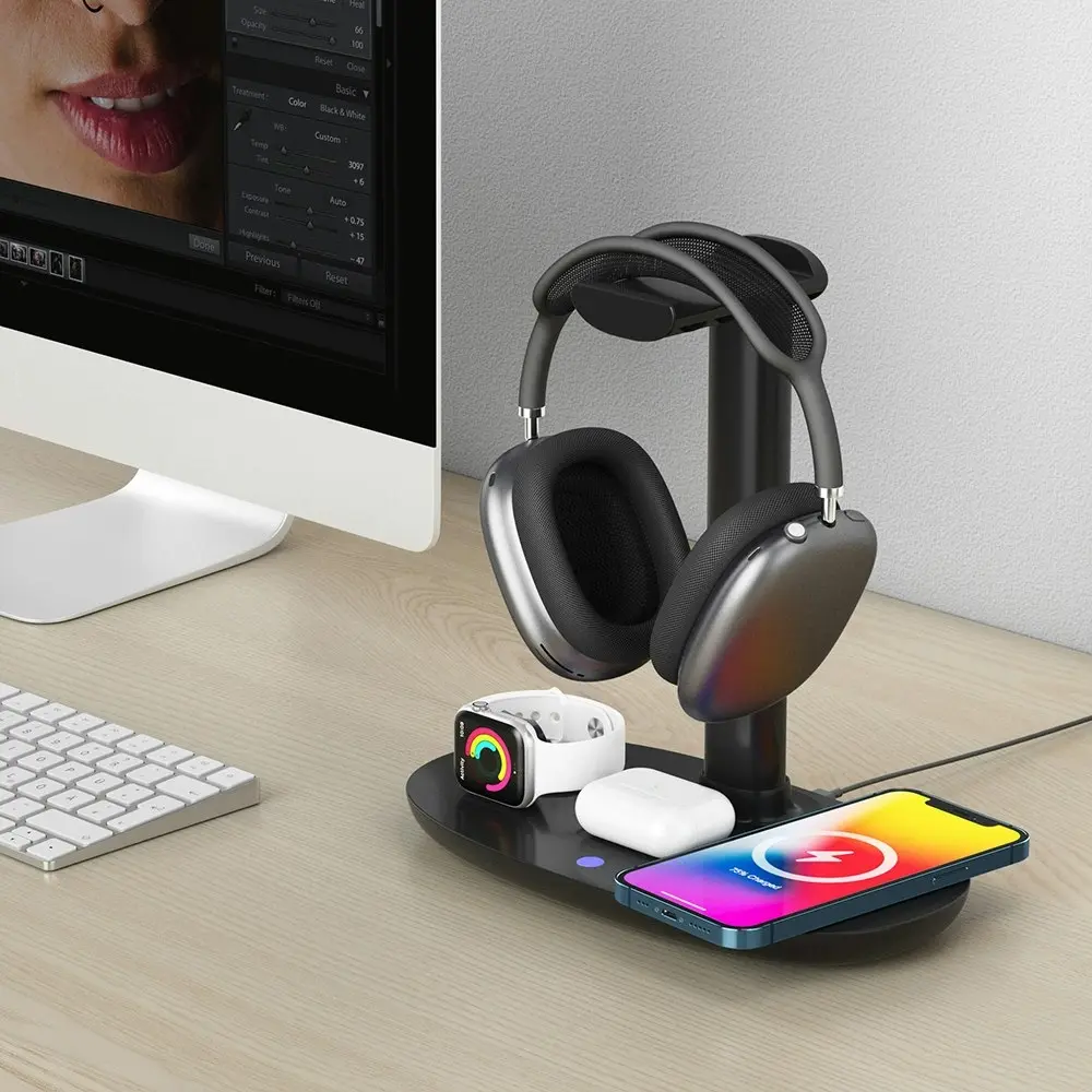 4 in 1 Wireless Charger Headphone Stand for iPhone Apple Watch Airpods Pro