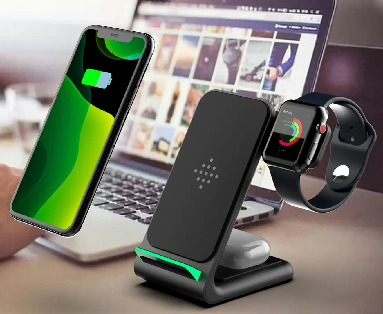 3 In 1 15W Wireless Charger Dock Station For Iphone