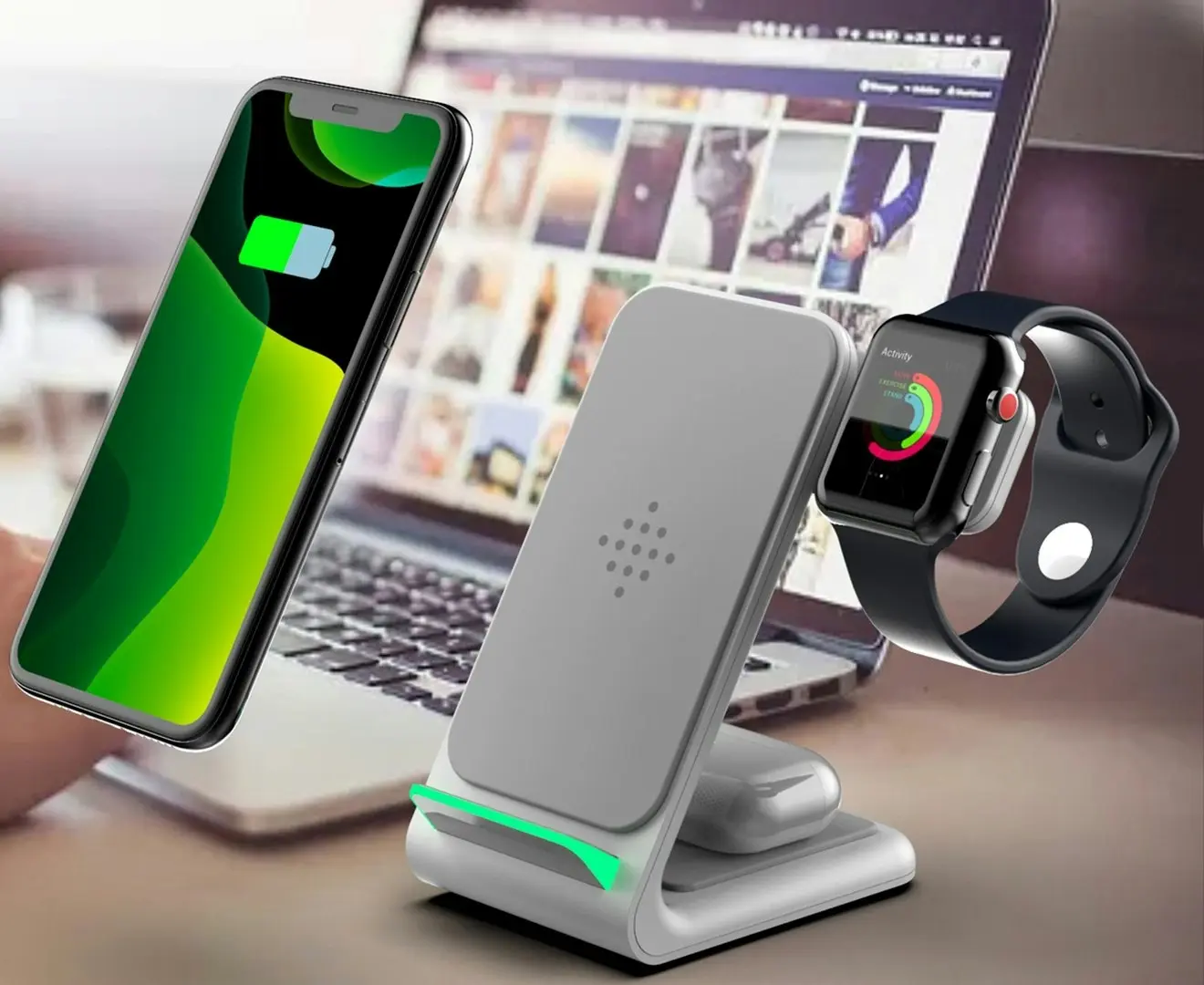 3 In 1 15W Wireless Charger Dock Station For Iphone