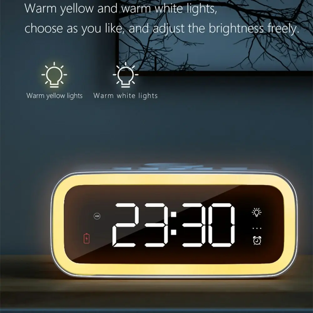 Multifunctional Wireless Charging Night Light Clock Bedside Led Light