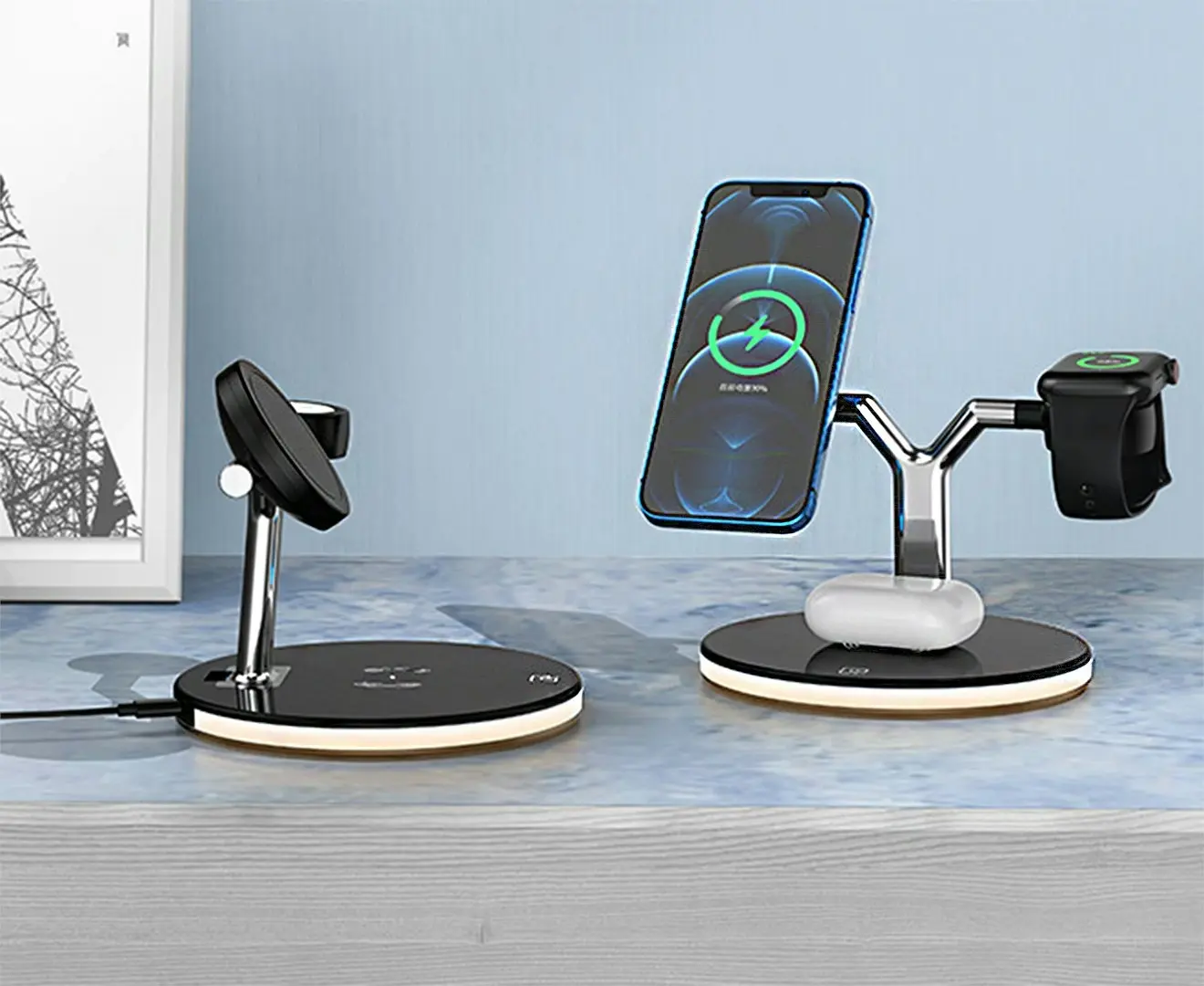 Three in one Magnet Fast Wireless Charger For iPhone12,Apple Watch