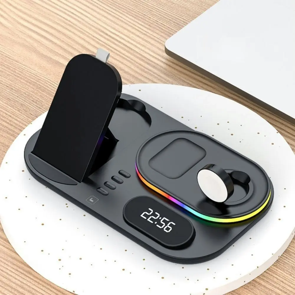 Wireless charger with led light and clock for iphone iwatch and AirPods