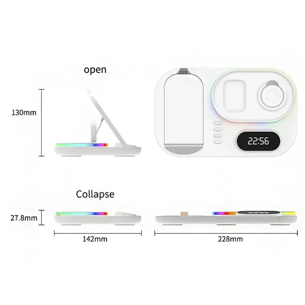 Wireless charger with led light and clock for iphone iwatch and AirPods