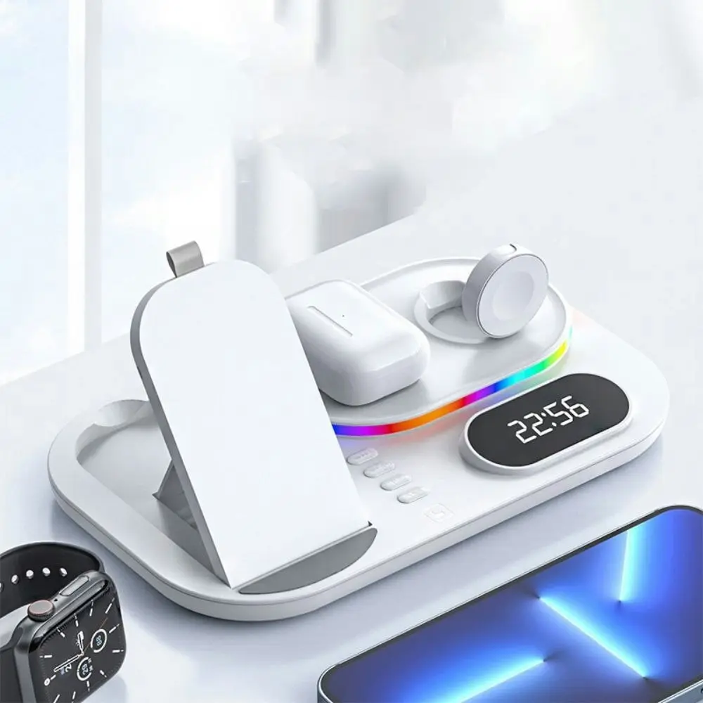 Wireless charger with led light and clock for iphone iwatch and AirPods