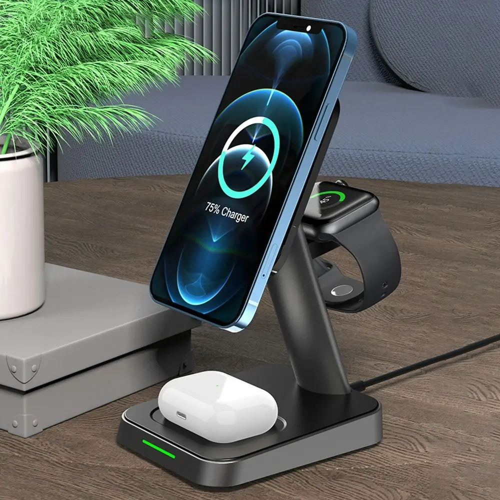 Magnetic wireless charging multifunctional 3 in 1 wireless charger for iphone 12