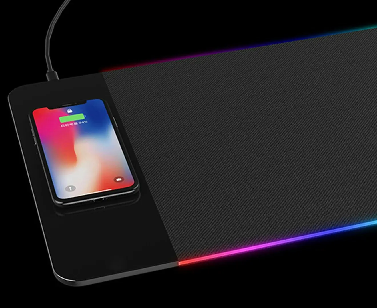 RGB Gaming wireless charging Mouse Pad-Black