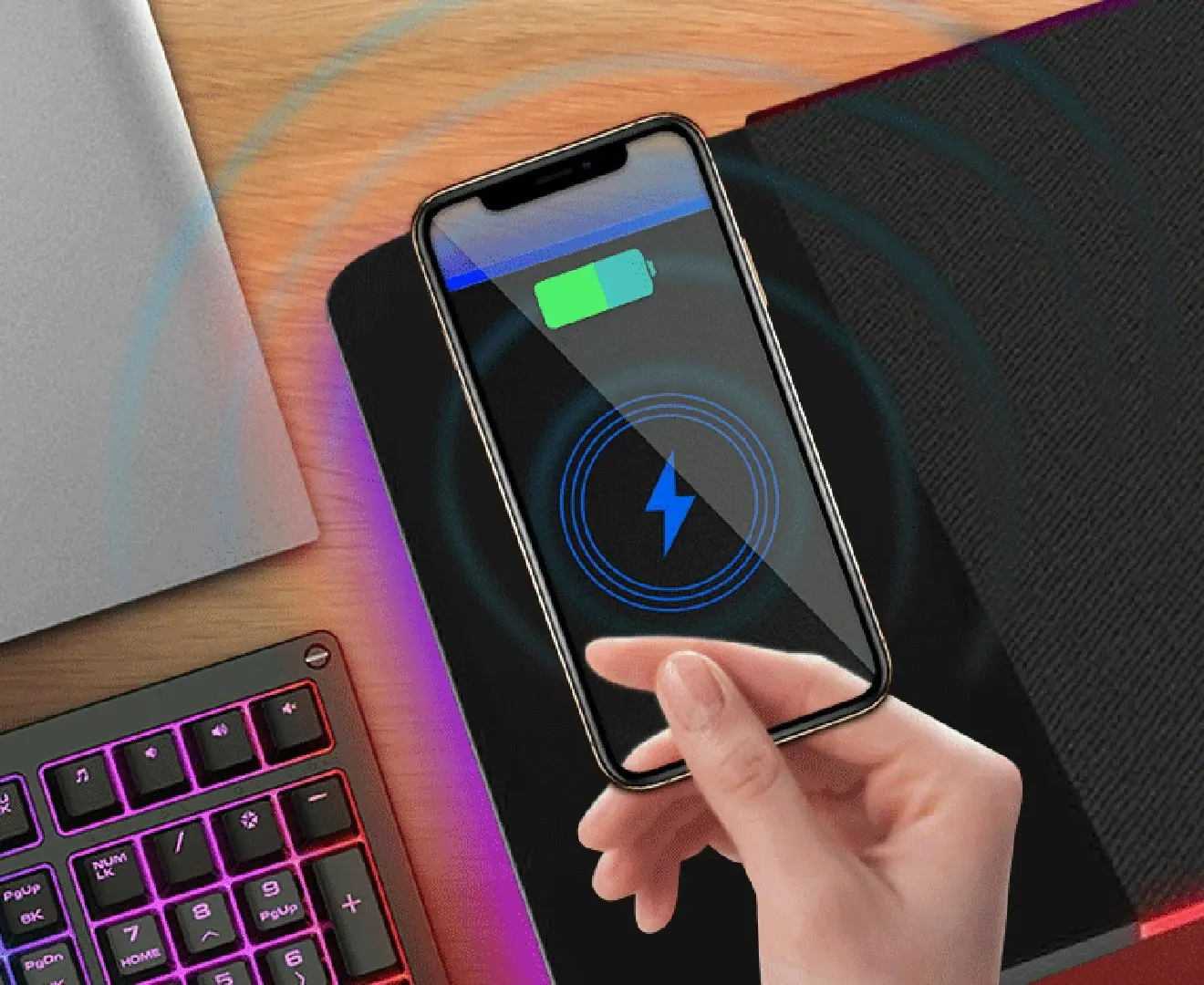 RGB Gaming wireless charging Mouse Pad-Black