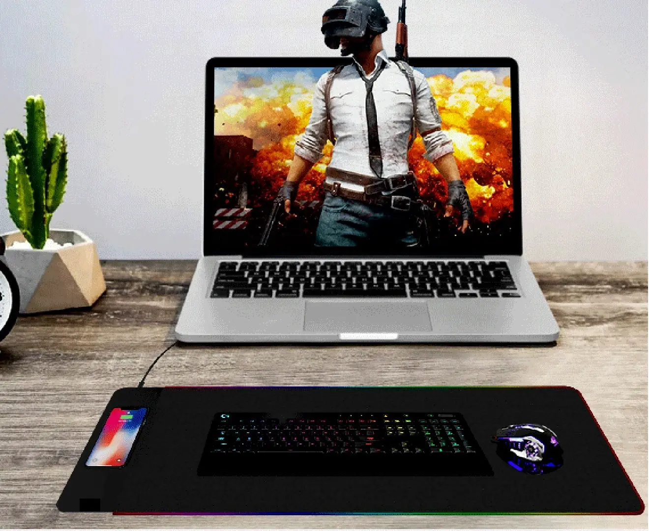 RGB Gaming wireless charging Mouse Pad-Black