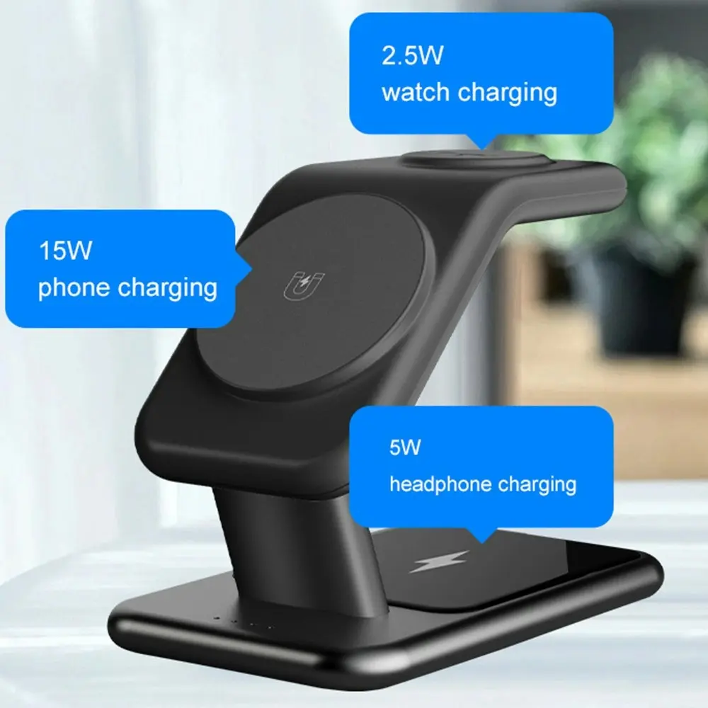 15W Multifunctional Magnetic Desktop 3 In 1 Wireless Charger Suitable For iPhone