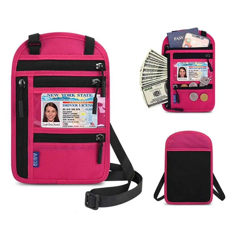 Multifunctional Neck Passport Bag RFID Shoulder Storage Certificate Package