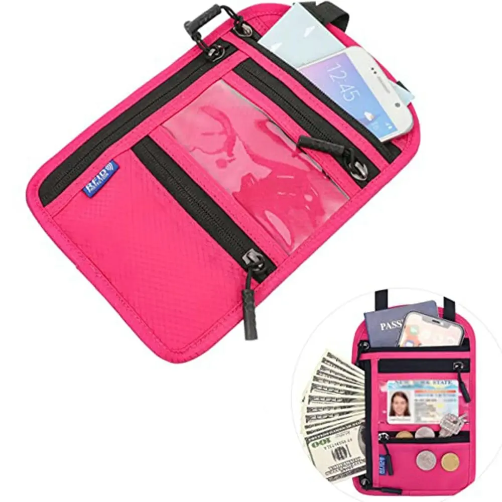 Multifunctional Neck Passport Bag RFID Shoulder Storage Certificate Package