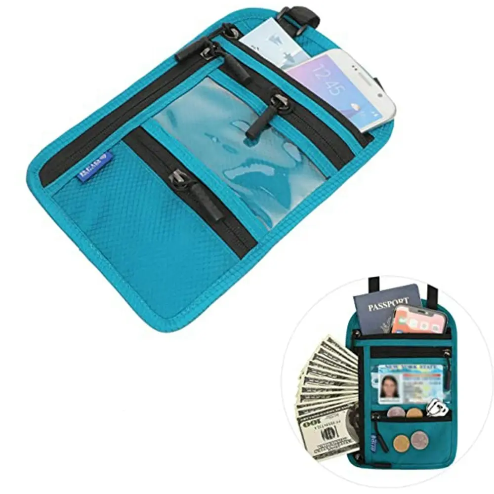 Multifunctional Neck Passport Bag RFID Shoulder Storage Certificate Package