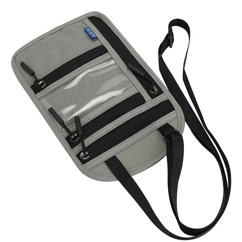 Multifunctional Neck Passport Bag RFID Shoulder Storage Certificate Package