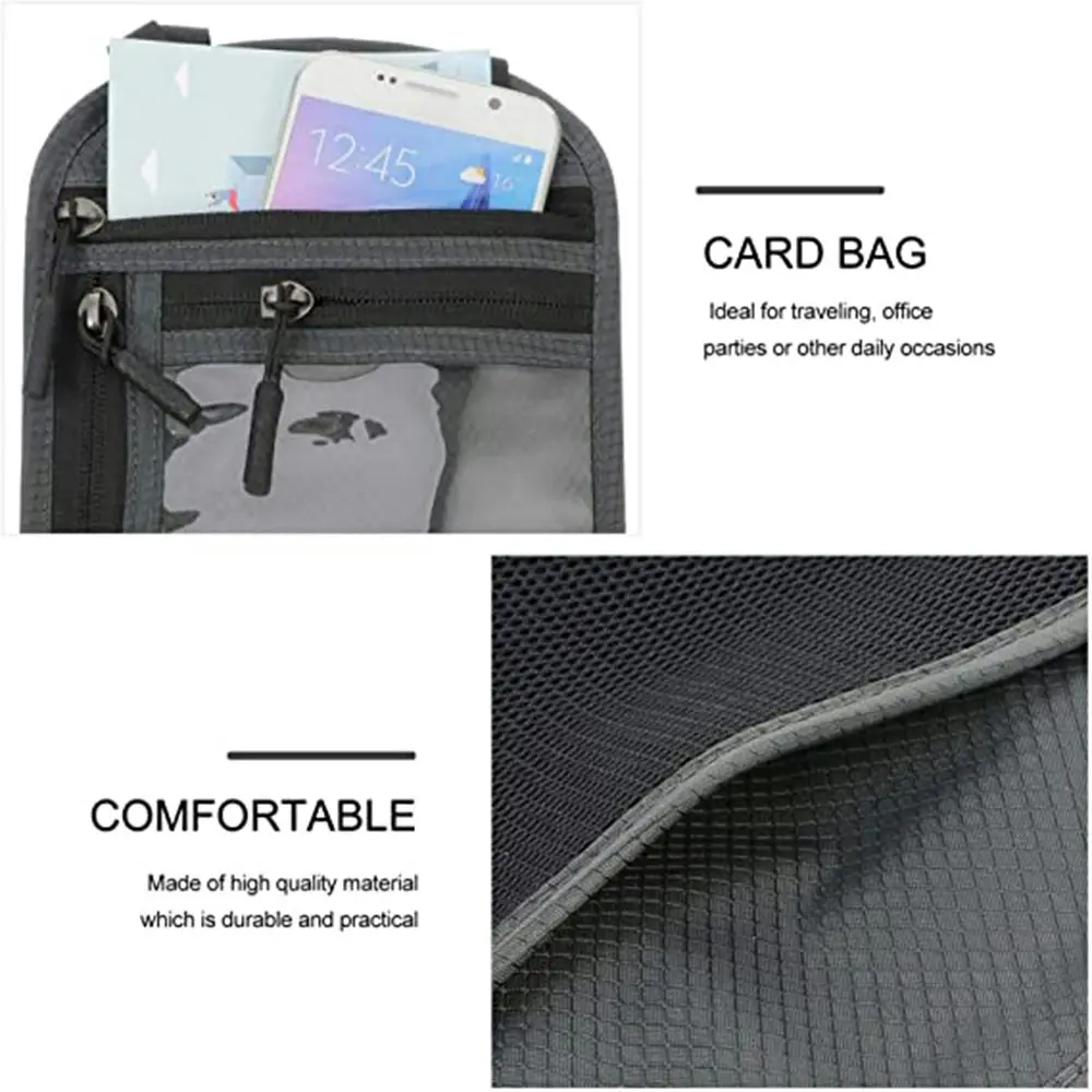 Multifunctional Neck Passport Bag RFID Shoulder Storage Certificate Package