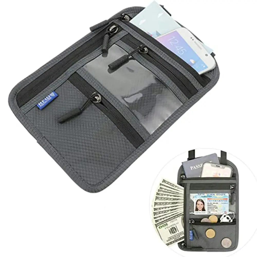 Multifunctional Neck Passport Bag RFID Shoulder Storage Certificate Package