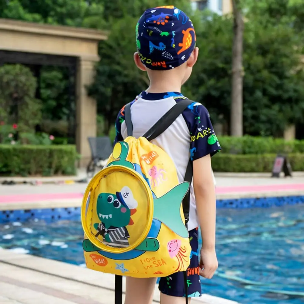 Children Waterproof Swimming Bag Dry Wet Separation Beam Mouth Backpack-Yellow