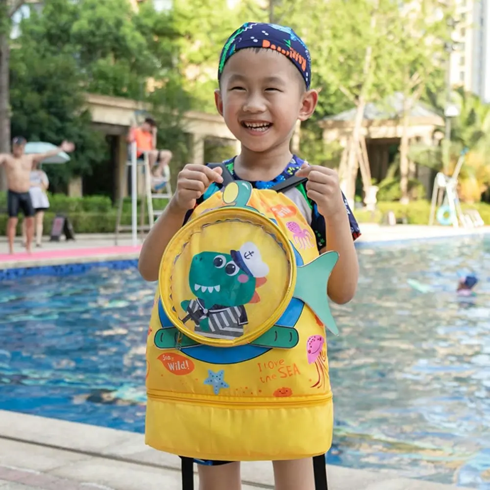 Children Waterproof Swimming Bag Dry Wet Separation Beam Mouth Backpack-Yellow