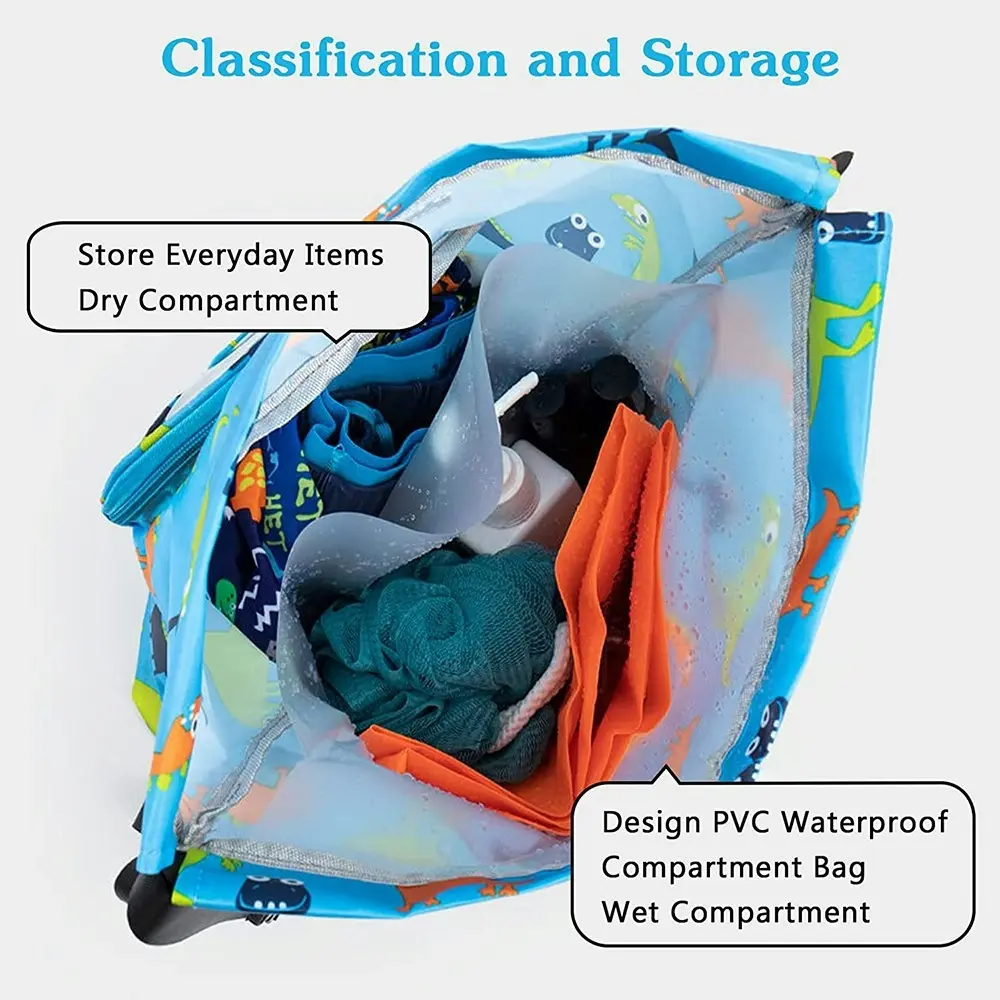 Drawstring Backpack Bag Waterproof Beach Pack With Shoe Compartment Kid Swim Bag