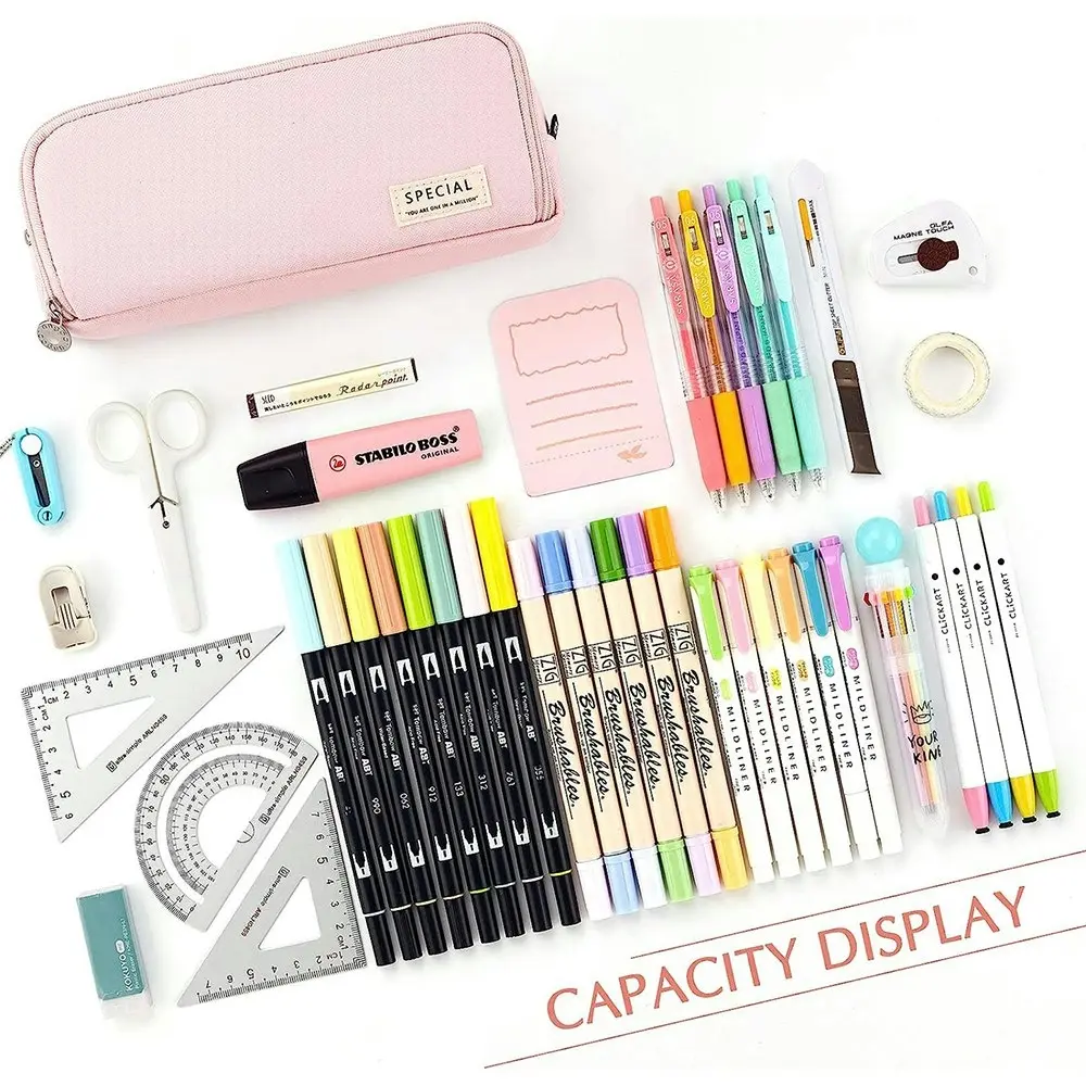 Large Capacity Pencil Case 3 Compartment Pouch Pen Bag for School Teen Girl Boy