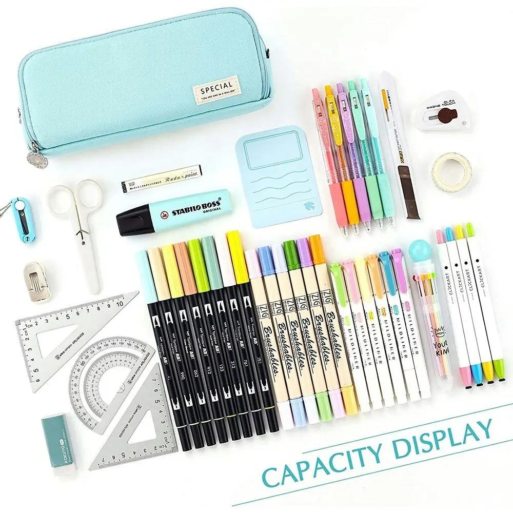 Large Capacity Pencil Case 3 Compartment Pouch Pen Bag for School Teen Girl Boy