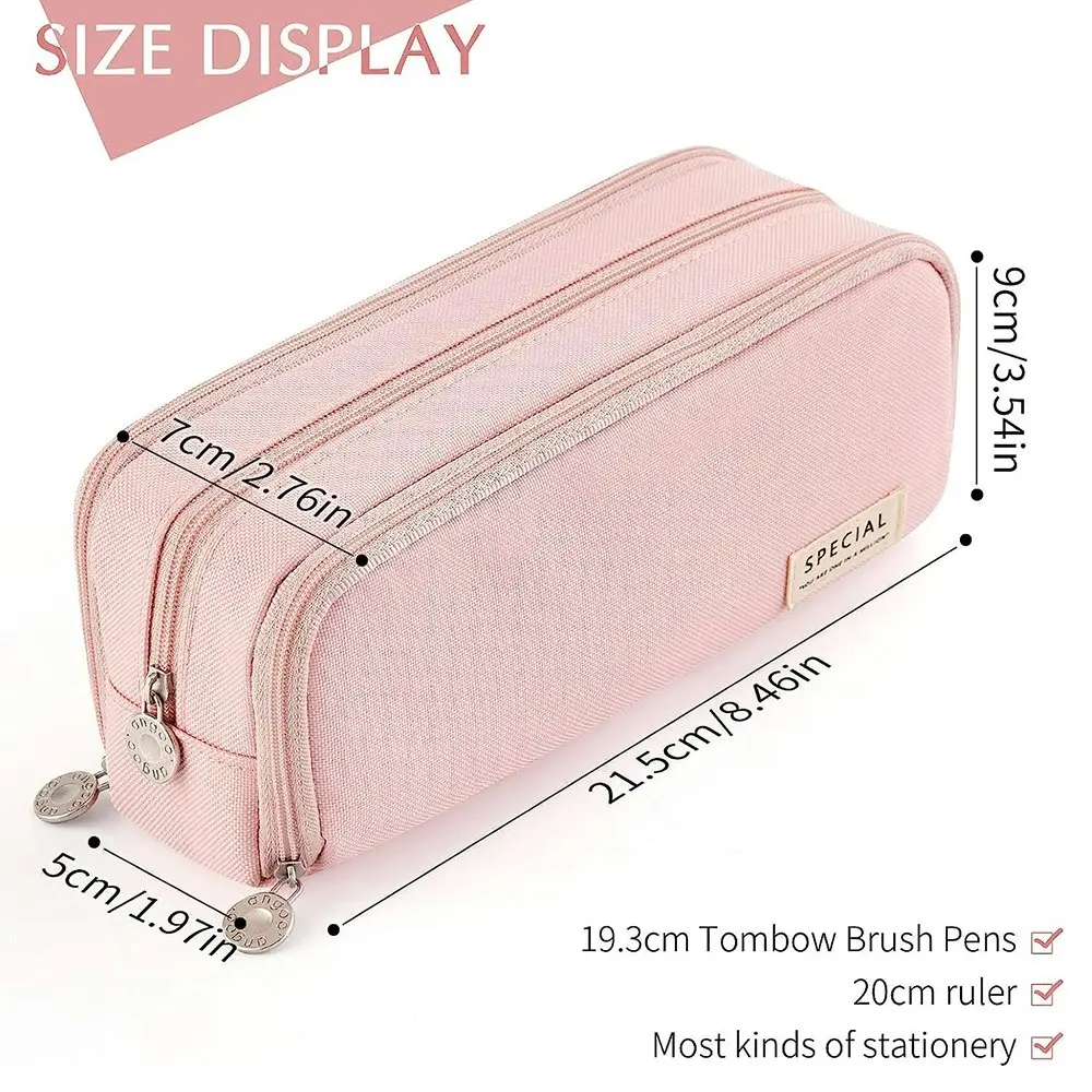 Large Capacity Pencil Case 3 Compartment Pouch Pen Bag for School Teen Girl Boy