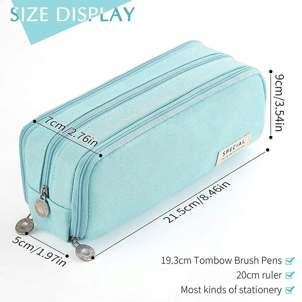 Large Capacity Pencil Case 3 Compartment Pouch Pen Bag for School Teen Girl Boy